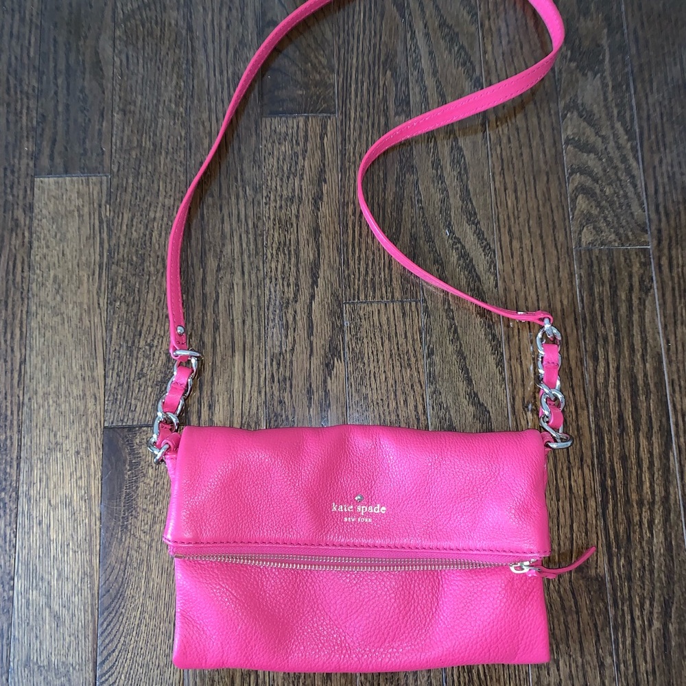 Bright Pink Leather Kate Spade Crossbody Purse